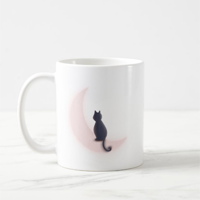 Minimalistisk Rosa av Mystoppcharm Crescent Måne C Kaffemugg (Vänster)