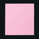 Minimalistisk Rosa av Personlig för texttypsnitt Anteckningsblock<br><div class="desc">Håll dig organiserad i stil med detta minimalistiska anteckningsblock för rosa och orange personlig. Med en mjuk bakgrund och en enkel men elegant namn i typsnittet skrivmaskin-stil är den här designen perfekt för dagliga anteckningar, att göra-listor eller journalföring. Perfekt för professioneller, studenter eller någon som har kärlek chic. En tankfull...</div>