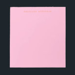 Minimalistisk Rosa av Personlig för texttypsnitt Anteckningsblock<br><div class="desc">Håll dig organiserad i stil med detta minimalistiska anteckningsblock för rosa och orange personlig. Med en mjuk bakgrund och en enkel men elegant namn i typsnittet skrivmaskin-stil är den här designen perfekt för dagliga anteckningar, att göra-listor eller journalföring. Perfekt för professioneller, studenter eller någon som har kärlek chic. En tankfull...</div>