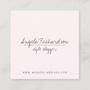 Minimalistisk Rosa av unik handskriven Bloggare Fyrkantigt Visitkort