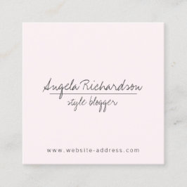 Minimalistisk Rosa av unik handskriven Bloggare Fyrkantigt Visitkort