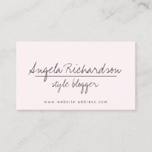 Minimalistisk Rosa av unik handskriven Bloggare Visitkort