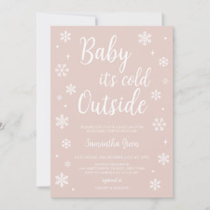 Minimalistisk Rosa Baby Det är Kall utanför babysk Inbjudningar