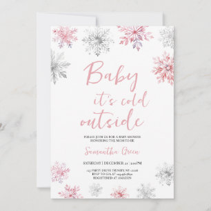 Minimalistisk Rosa Baby Det är Kall utanför babysk Inbjudningar