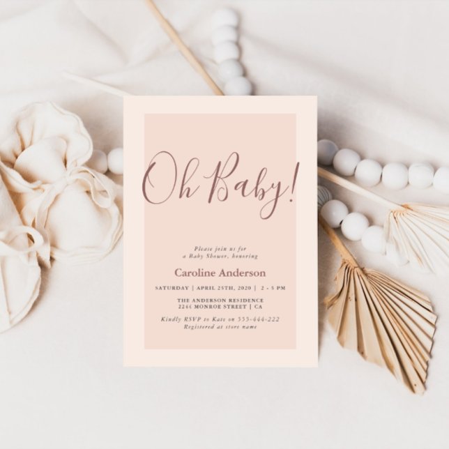 Minimalistisk rosa baby shower-inbjudan inbjudningar (Skapare uppladdad)