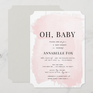 Minimalistisk Rosa - babyskal för vattenfärg Inbjudningar