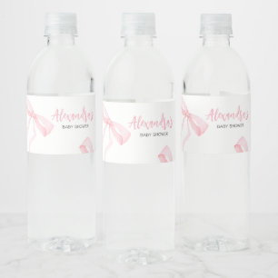 Minimalistisk Rosa Båge Bebis Shower Vattenflaskor Etikett