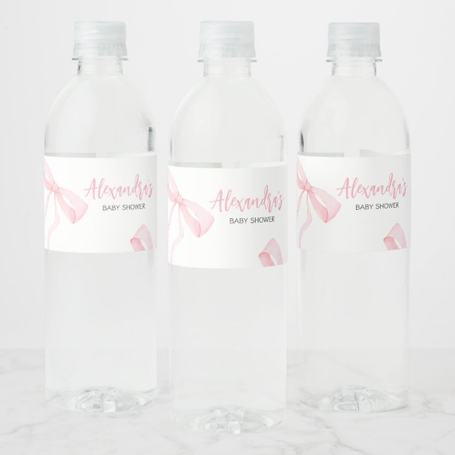 Minimalistisk Rosa Båge Bebis Shower Vattenflaskor Etikett (Flaskor)