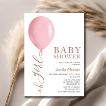 Minimalistisk Rosa Balloon Oh Baby Shower