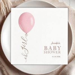 Minimalistisk Rosa Balloon Oh Baby Shower Pappersservett