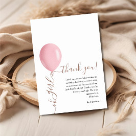 Minimalistisk Rosa Balloon Oh Baby Shower Tack Kort