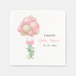 Minimalistisk Rosa Balloons Girl Baby Shower Pappersservett