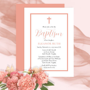 Minimalistisk  Rosa-baptism med enkel Elegant Inbjudningar