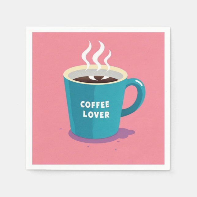 Minimalistisk rosa blå kaffekoppälskare pappersservett (Framsidan)