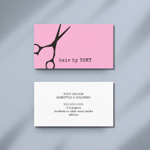 Minimalistisk Rosa Black Scissors Hair Stylist Visitkort