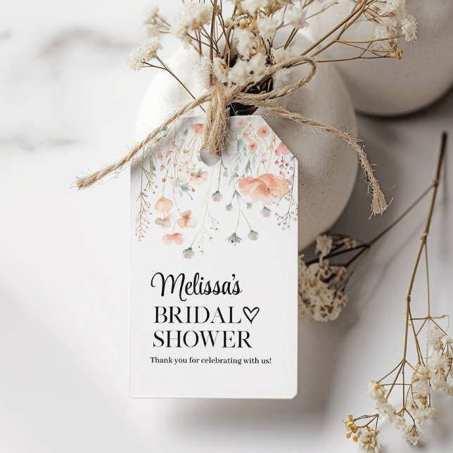 Minimalistisk Rosa Blommig Bröllopsfest Gåva Etike Presentetikett (Skapare uppladdad)