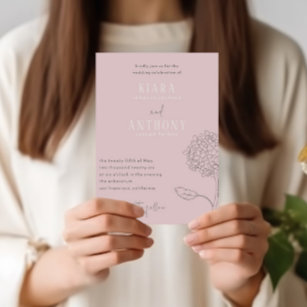 Minimalistisk Rosa Blommigt Bröllop Inbjudningar