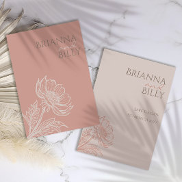 Minimalistisk Rosa Blommigt Bröllop Spara Datumet