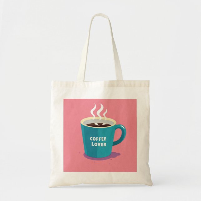 Minimalistisk Rosa Blue Coffee kopp älskare Tygkasse (Framsidan)