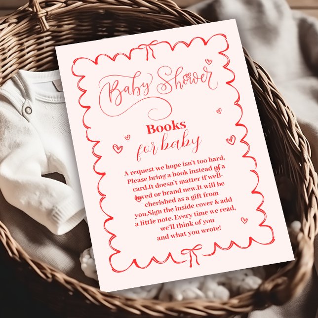 Minimalistisk Rosa Bow Doodle Baby Bokar för Baby Tilläggskort (Skapare uppladdad)