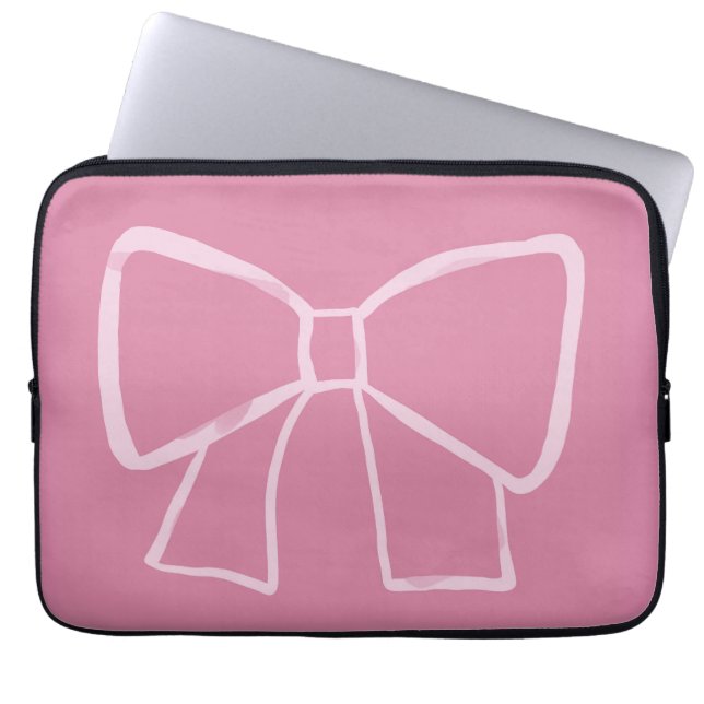 Minimalistisk Rosa Bow Laptop Fodral (Framsidan)