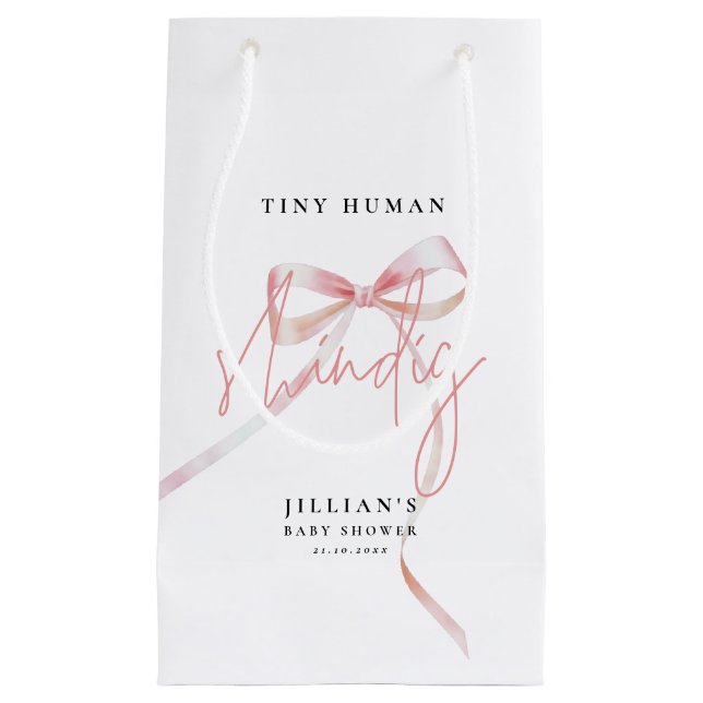 Minimalistisk Rosa Bow Tiny human Shindig Baby Sho (Framsidan)