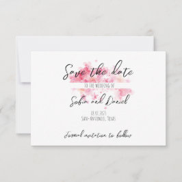 Minimalistisk rosa bröllopsfoto Save The Date-kort Spara Datumet