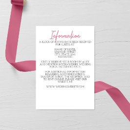 Minimalistisk rosa bröllopsinkluderingkort tilläggskort