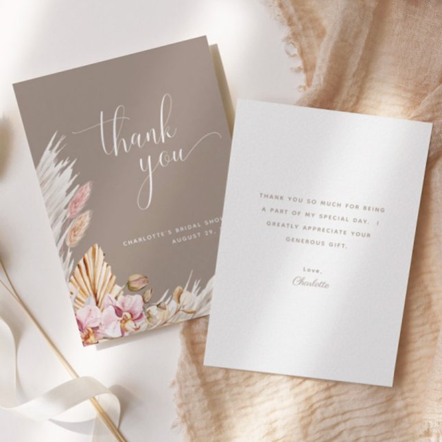 Minimalistisk Rosa Brown Boho-Blommigt | MÖHIPPA Tack Kort (Skapare uppladdad)