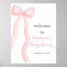 Minimalistisk Rosa Coquette Båge Bebis shower Välk