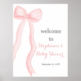 Minimalistisk Rosa Coquette Båge Bebis shower Välk Poster