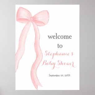 Minimalistisk Rosa Coquette Båge Bebis shower Välk Poster