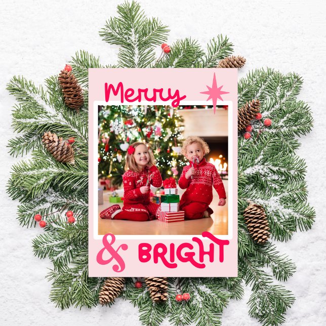 Minimalistisk Rosa Cute Family Photo jul Julkort (Skapare uppladdad)