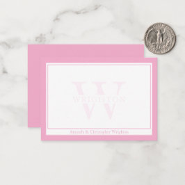 Minimalistisk Rosa Dubbelkant Monogram Par Anteckningskort