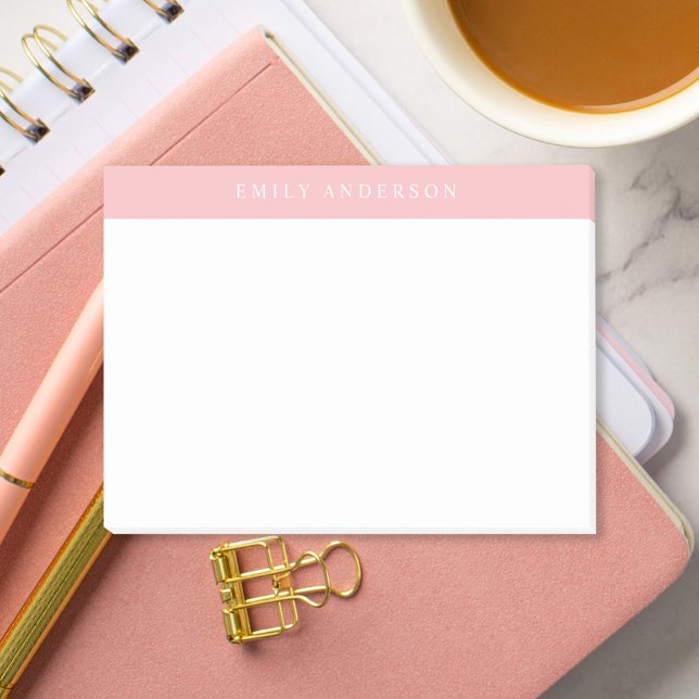 Minimalistisk Rosa Elegant Monogram Post-it Block (Skapare uppladdad)