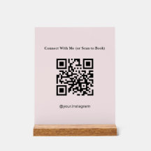 Minimalistisk rosa estetik QR-kod bokningsskylt