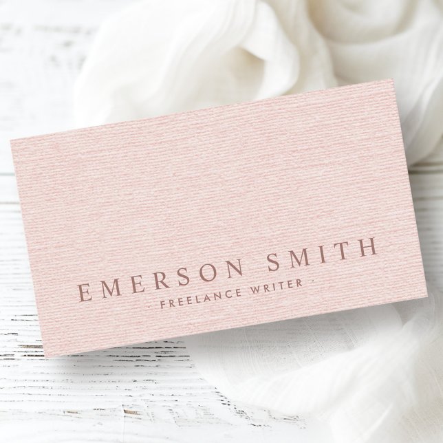 Minimalistisk  rosa faux linen-trendig visitkort (Classy blush pink faux linen trendy minimalist business card)