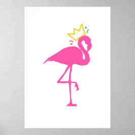 Minimalistisk Rosa Flamingo Guld Kronan Väggkonst