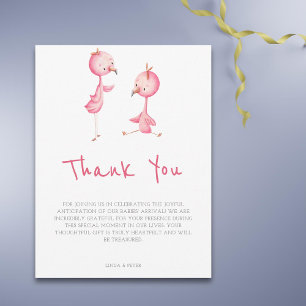 Minimalistisk Rosa Flamingo Twillingars Baby Showe Tack Kort