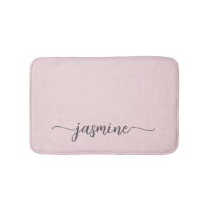 Minimalistisk Rosa Flicka Monogram Namn Skrift Badrumsmatta