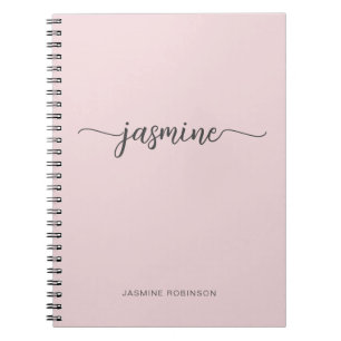 Minimalistisk Rosa Flicka Monogram Namn Skript N Anteckningsbok