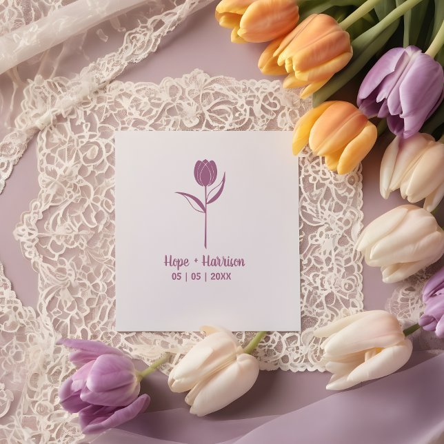 Minimalistisk Rosa för Bröllop Stämpel (Minimalist Wedding Tulip Rubber Stamp.)