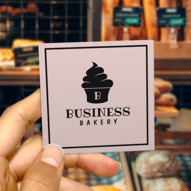 Minimalistisk  Rosa för cupkaka Home Bakery Fyrkantigt Visitkort (Skapare uppladdad)