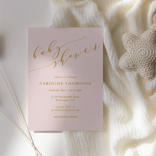 Minimalistisk Rosa för klassiskt Elegant, babykläd Inbjudningar