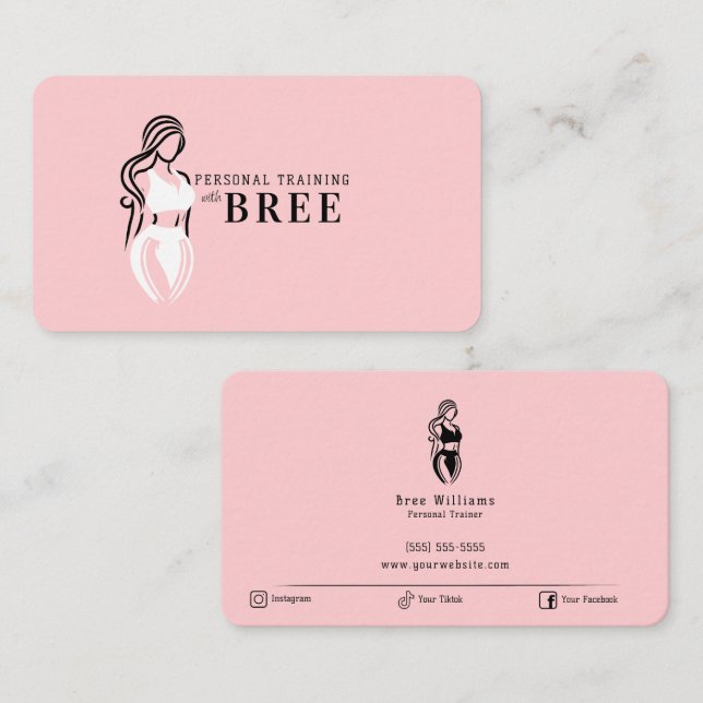 Minimalistisk Rosa för kvinnlig träning och person Visitkort (Fram/baksida)