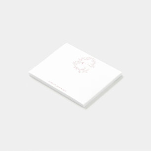 Minimalistisk Rosa för skräppost i Monogram Namn Post-it Block