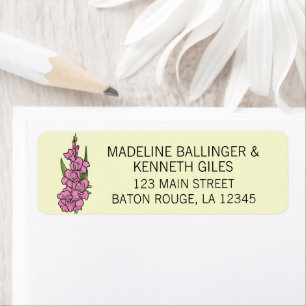 Minimalistisk Rosa Gladiolus Bröllop-adressetikett Returadress Etikett