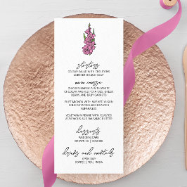 Minimalistisk Rosa Gladiolus Bröllop Menu Meny