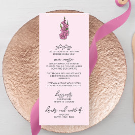 Minimalistisk Rosa Gladiolus Bröllop Menu Meny