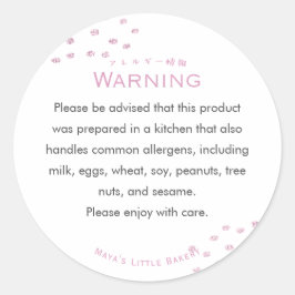 Minimalistisk rosa glitterprick Allergivarning Runt Klistermärke